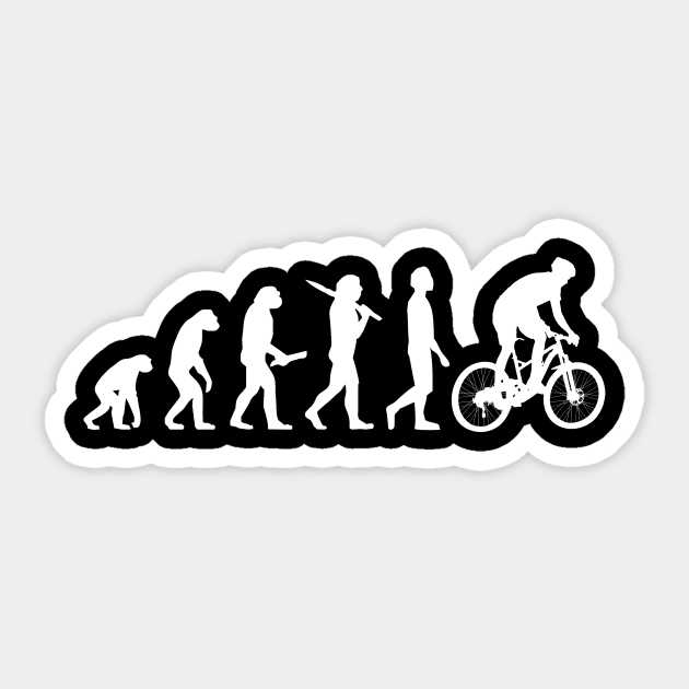 Funny Mountain Biking Evolution Gift For Mountain Bikers Sticker by OceanRadar